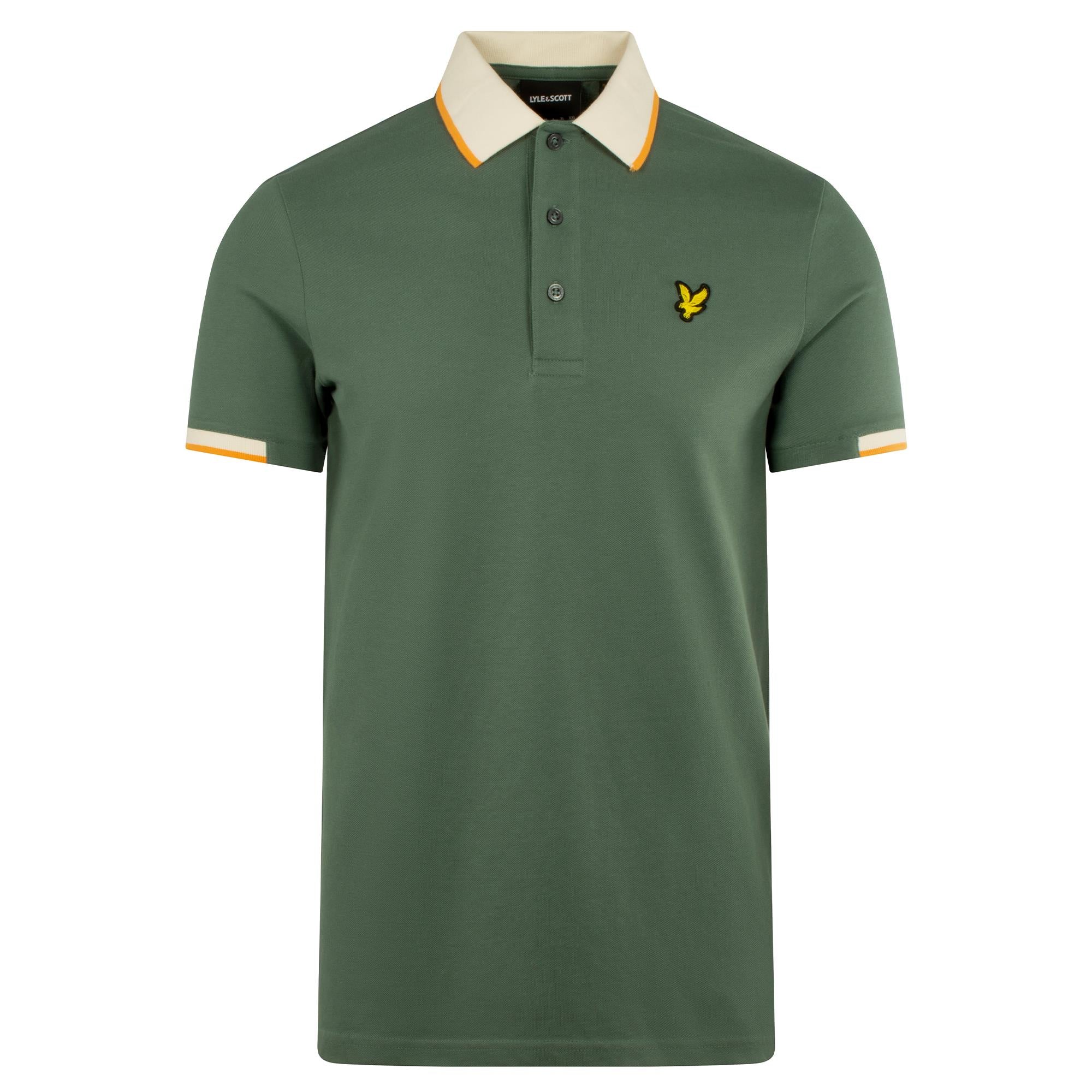 Lyle & Scott Half Tipped Mens Polo Shirt Green Mecurial